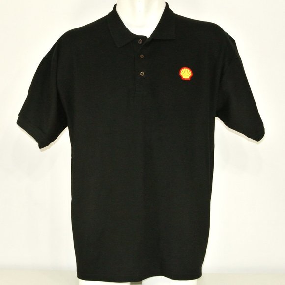 SHELL Gas Station Oil Employee Uniform Men's Black Polo Shirt Size XL NEW - Picture 12 of 15